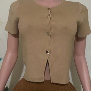 Chic Tan Button-Down Women's Shirt